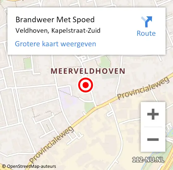 Locatie op kaart van de 112 melding: Brandweer Met Spoed Naar Veldhoven, Kapelstraat-Zuid op 14 juni 2021 14:26