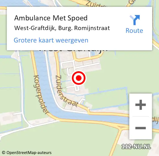 Locatie op kaart van de 112 melding: Ambulance Met Spoed Naar West-Graftdijk, Burg. Romijnstraat op 14 juni 2021 14:40