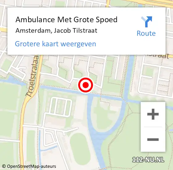Locatie op kaart van de 112 melding: Ambulance Met Grote Spoed Naar Amsterdam, Jacob Tilstraat op 14 juni 2021 14:49