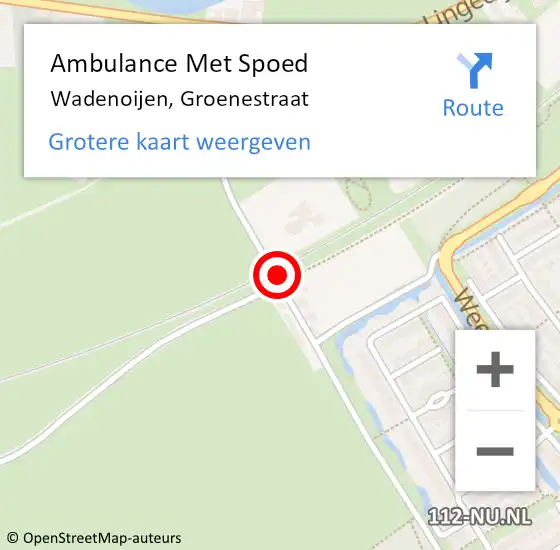 Locatie op kaart van de 112 melding: Ambulance Met Spoed Naar Wadenoijen, Groenestraat op 14 juni 2021 14:51