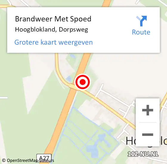 Locatie op kaart van de 112 melding: Brandweer Met Spoed Naar Hoogblokland, Dorpsweg op 14 juni 2021 14:53