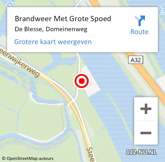 Locatie op kaart van de 112 melding: Brandweer Met Grote Spoed Naar De Blesse, Domeinenweg op 14 juni 2021 15:12