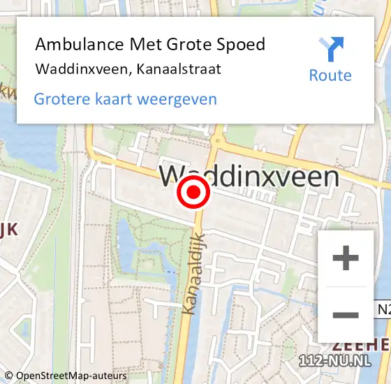 Locatie op kaart van de 112 melding: Ambulance Met Grote Spoed Naar Waddinxveen, Kanaalstraat op 14 juni 2021 15:12