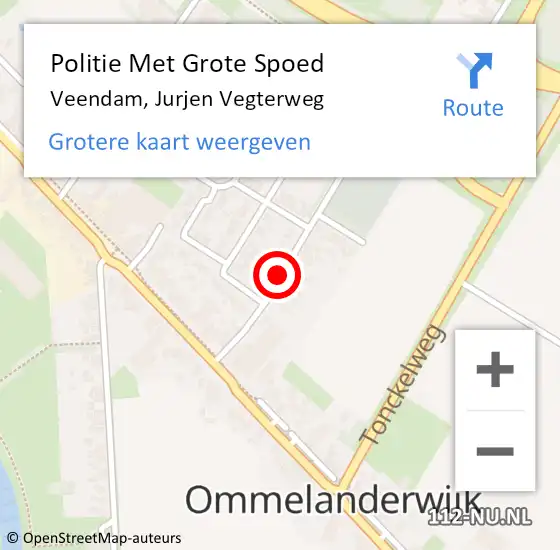 Locatie op kaart van de 112 melding: Politie Met Grote Spoed Naar Veendam, Jurjen Vegterweg op 14 juni 2021 15:16