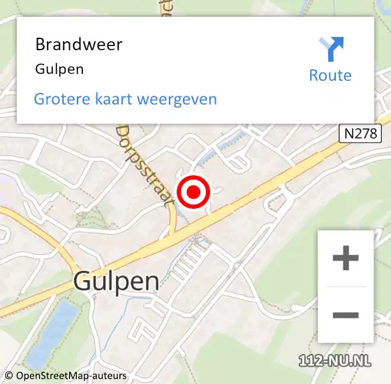 Locatie op kaart van de 112 melding: Brandweer Gulpen op 14 juni 2021 15:22