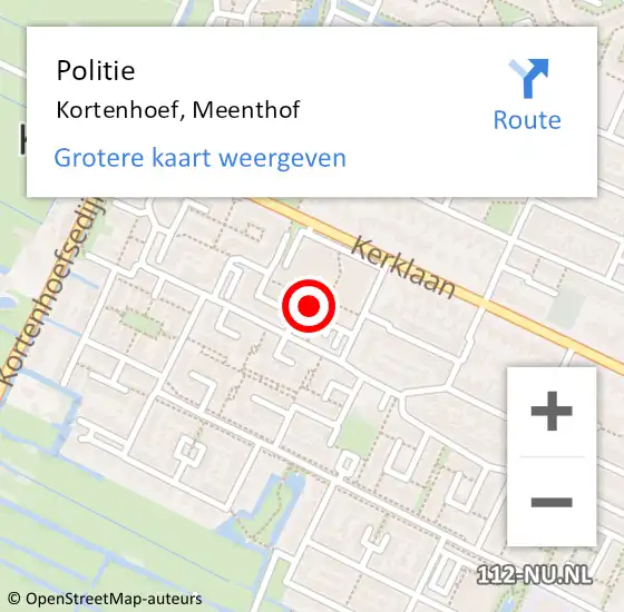 Locatie op kaart van de 112 melding: Politie Kortenhoef, Meenthof op 14 juni 2021 15:24