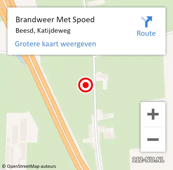 Locatie op kaart van de 112 melding: Brandweer Met Spoed Naar Beesd, Katijdeweg op 14 juni 2021 15:47