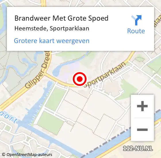 Locatie op kaart van de 112 melding: Brandweer Met Grote Spoed Naar Heemstede, Sportparklaan op 14 juni 2021 15:47