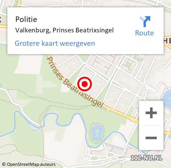 Locatie op kaart van de 112 melding: Politie Valkenburg, Prinses Beatrixsingel op 14 juni 2021 15:52