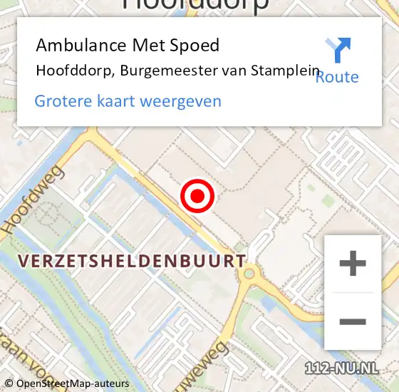 Locatie op kaart van de 112 melding: Ambulance Met Spoed Naar Hoofddorp, Burgemeester van Stamplein op 14 juni 2021 15:55