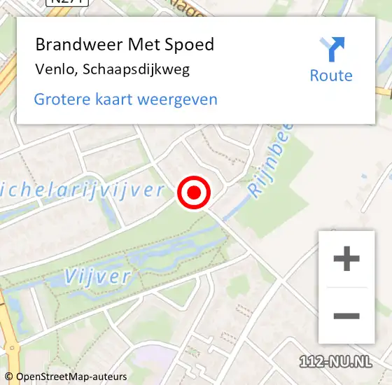 Locatie op kaart van de 112 melding: Brandweer Met Spoed Naar Venlo, Schaapsdijkweg op 14 juni 2021 15:58