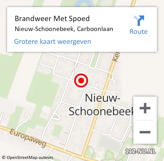 Locatie op kaart van de 112 melding: Brandweer Met Spoed Naar Nieuw-Schoonebeek, Carboonlaan op 14 juni 2021 16:04