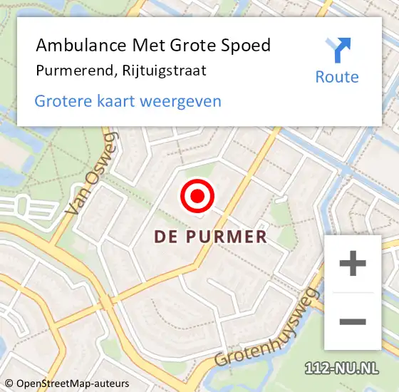Locatie op kaart van de 112 melding: Ambulance Met Grote Spoed Naar Purmerend, Rijtuigstraat op 14 juni 2021 16:04