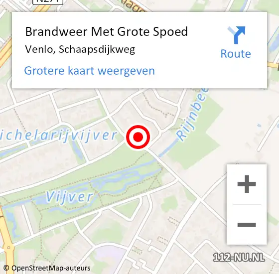 Locatie op kaart van de 112 melding: Brandweer Met Grote Spoed Naar Venlo, Schaapsdijkweg op 14 juni 2021 16:05