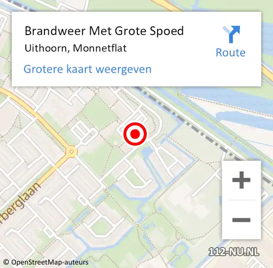 Locatie op kaart van de 112 melding: Brandweer Met Grote Spoed Naar Uithoorn, Monnetflat op 14 juni 2021 16:08