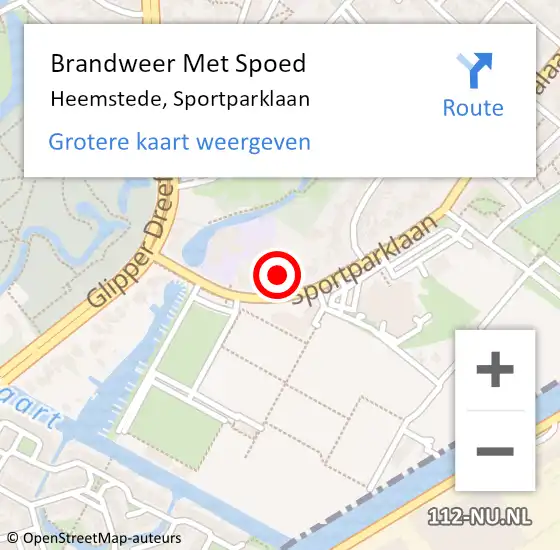 Locatie op kaart van de 112 melding: Brandweer Met Spoed Naar Heemstede, Sportparklaan op 14 juni 2021 16:08