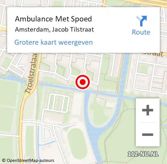 Locatie op kaart van de 112 melding: Ambulance Met Spoed Naar Amsterdam, Jacob Tilstraat op 14 juni 2021 16:11