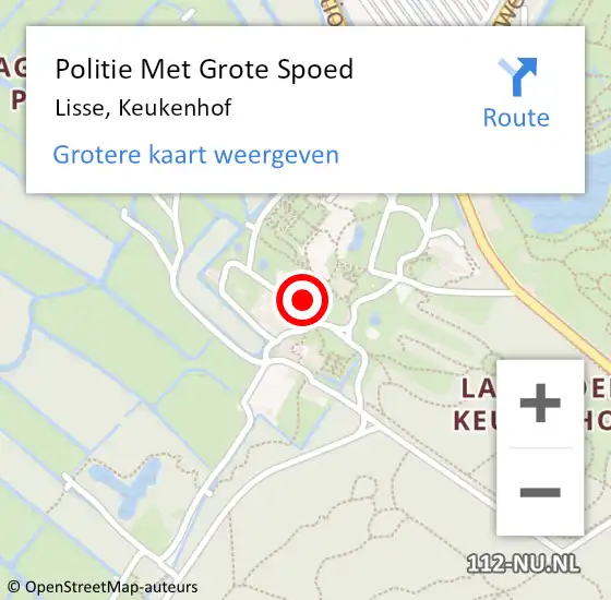 Locatie op kaart van de 112 melding: Politie Met Grote Spoed Naar Lisse, Keukenhof op 14 juni 2021 16:20