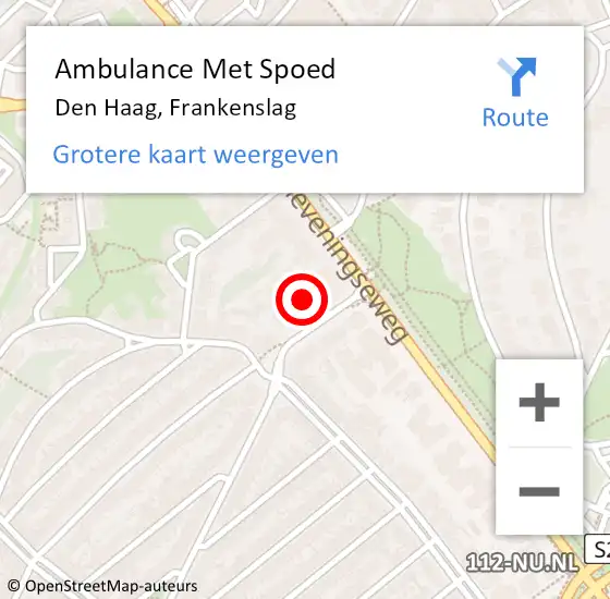 Locatie op kaart van de 112 melding: Ambulance Met Spoed Naar Den Haag, Frankenslag op 14 juni 2021 16:22