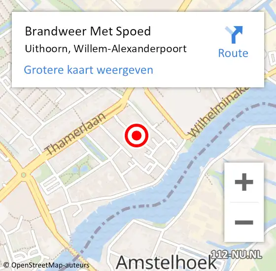 Locatie op kaart van de 112 melding: Brandweer Met Spoed Naar Uithoorn, Willem-Alexanderpoort op 14 juni 2021 16:24