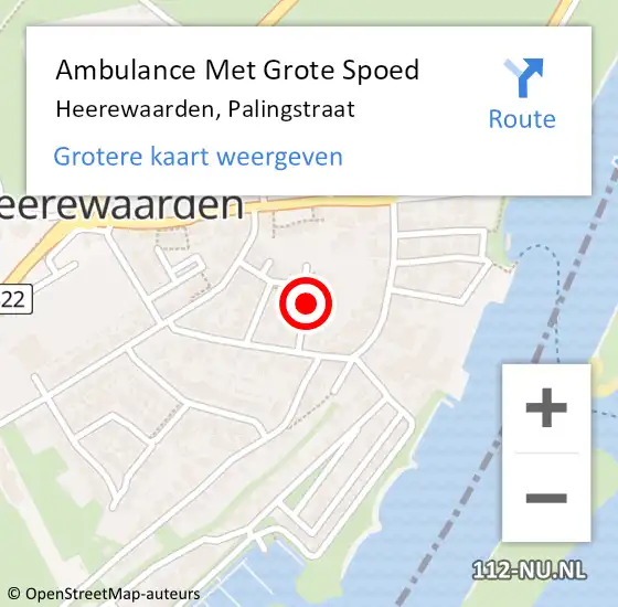 Locatie op kaart van de 112 melding: Ambulance Met Grote Spoed Naar Heerewaarden, Palingstraat op 14 juni 2021 16:26