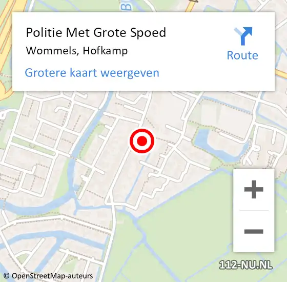 Locatie op kaart van de 112 melding: Politie Met Grote Spoed Naar Wommels, Hofkamp op 14 juni 2021 16:34