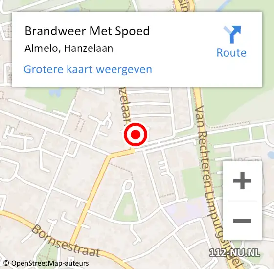 Locatie op kaart van de 112 melding: Brandweer Met Spoed Naar Almelo, Hanzelaan op 14 juni 2021 16:39