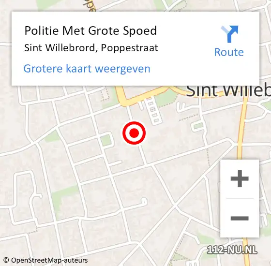 Locatie op kaart van de 112 melding: Politie Met Grote Spoed Naar Sint Willebrord, Poppestraat op 14 juni 2021 16:50