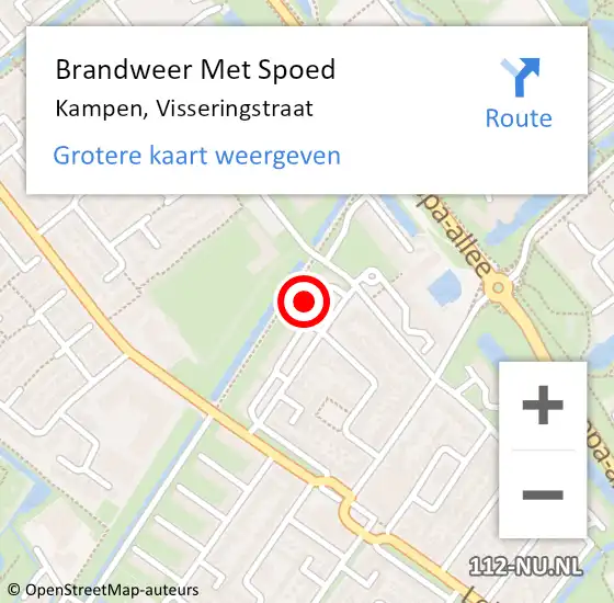 Locatie op kaart van de 112 melding: Brandweer Met Spoed Naar Kampen, Visseringstraat op 14 juni 2021 16:57