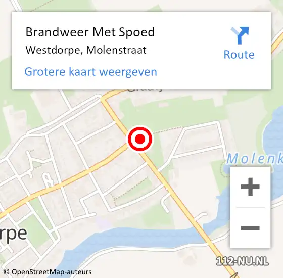 Locatie op kaart van de 112 melding: Brandweer Met Spoed Naar Westdorpe, Molenstraat op 14 juni 2021 17:01