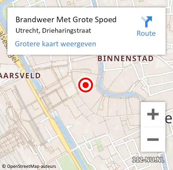 Locatie op kaart van de 112 melding: Brandweer Met Grote Spoed Naar Utrecht, Drieharingstraat op 14 juni 2021 17:07