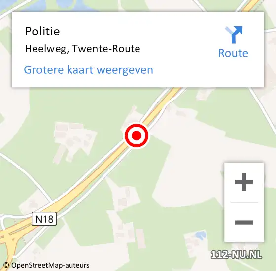 Locatie op kaart van de 112 melding: Politie Heelweg, Twente-Route op 14 juni 2021 17:27