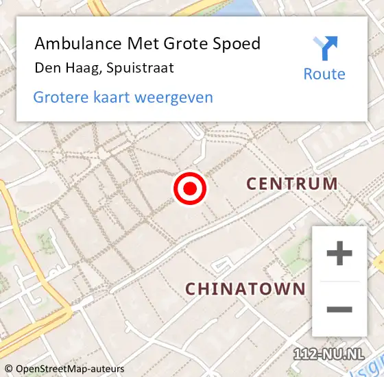 Locatie op kaart van de 112 melding: Ambulance Met Grote Spoed Naar Den Haag, Spuistraat op 14 juni 2021 17:40