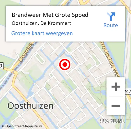 Locatie op kaart van de 112 melding: Brandweer Met Grote Spoed Naar Oosthuizen, De Krommert op 14 juni 2021 18:58