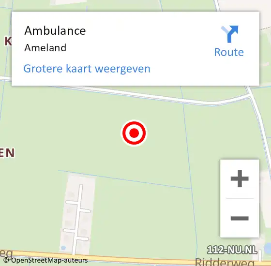 Locatie op kaart van de 112 melding: Ambulance Ameland op 14 juni 2021 19:00