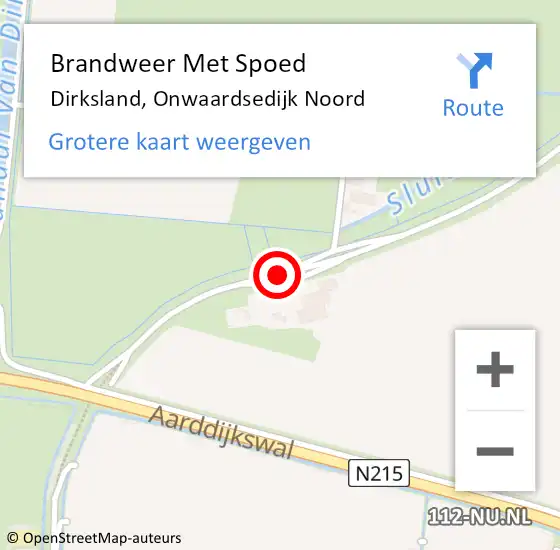 Locatie op kaart van de 112 melding: Brandweer Met Spoed Naar Dirksland, Onwaardsedijk Noord op 14 juni 2021 19:11