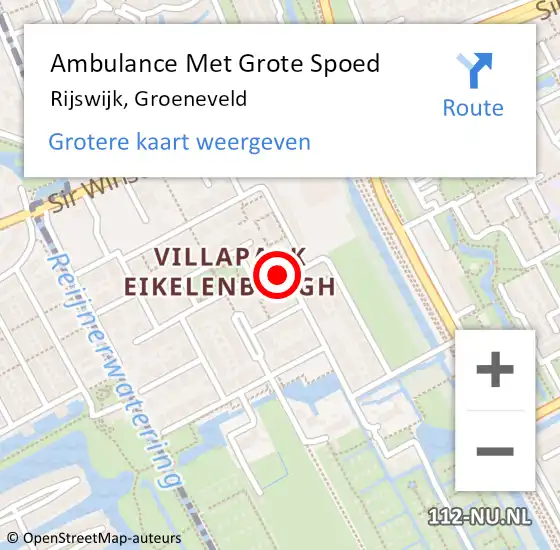 Locatie op kaart van de 112 melding: Ambulance Met Grote Spoed Naar Rijswijk, Groeneveld op 14 juni 2021 19:18