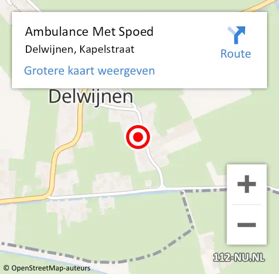 Locatie op kaart van de 112 melding: Ambulance Met Spoed Naar Delwijnen, Kapelstraat op 14 juni 2021 19:21