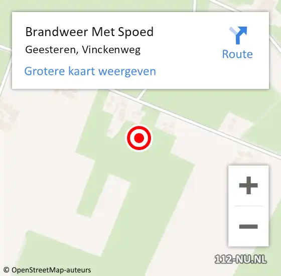 Locatie op kaart van de 112 melding: Brandweer Met Spoed Naar Geesteren, Vinckenweg op 14 juni 2021 19:33