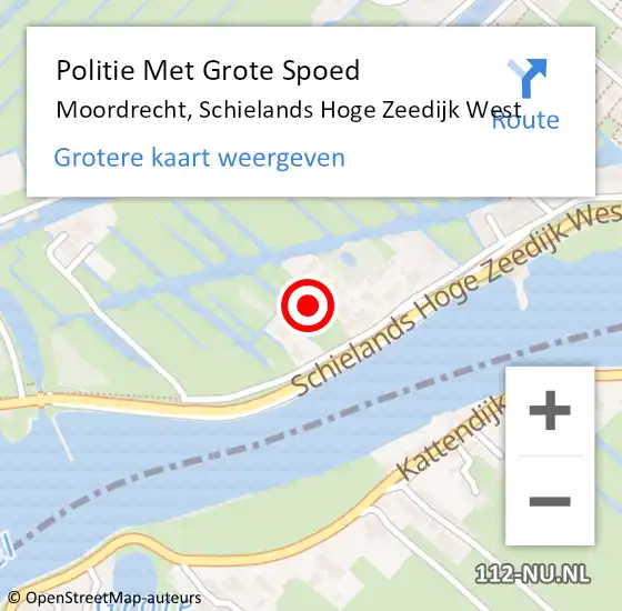 Locatie op kaart van de 112 melding: Politie Met Grote Spoed Naar Moordrecht, Schielands Hoge Zeedijk West op 14 juni 2021 19:33