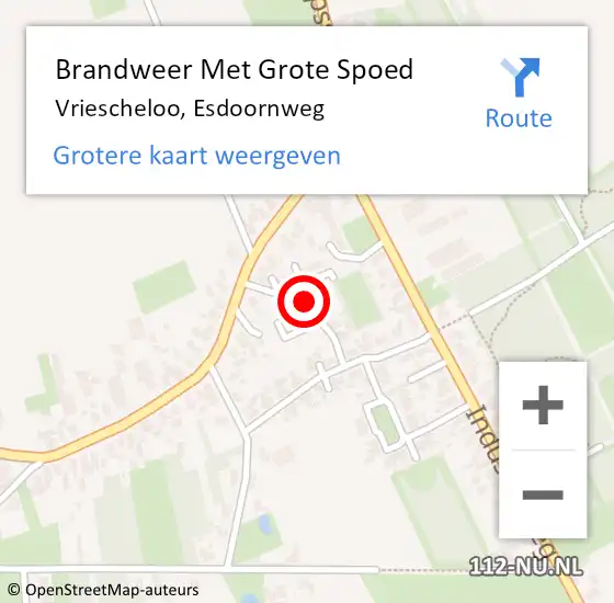 Locatie op kaart van de 112 melding: Brandweer Met Grote Spoed Naar Vriescheloo, Esdoornweg op 14 juni 2021 19:50