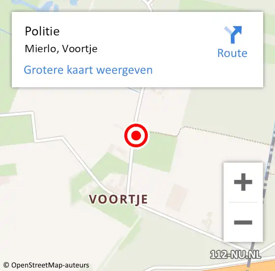 Locatie op kaart van de 112 melding: Politie Mierlo, Voortje op 14 juni 2021 20:04