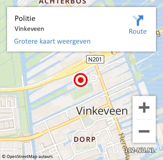 Locatie op kaart van de 112 melding: Politie Vinkeveen op 14 juni 2021 20:05