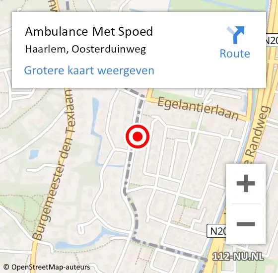 Locatie op kaart van de 112 melding: Ambulance Met Spoed Naar Haarlem, Oosterduinweg op 14 juni 2021 20:20