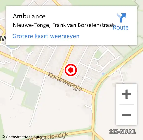 Locatie op kaart van de 112 melding: Ambulance Nieuwe-Tonge, Frank van Borselenstraat op 13 juni 2014 11:01