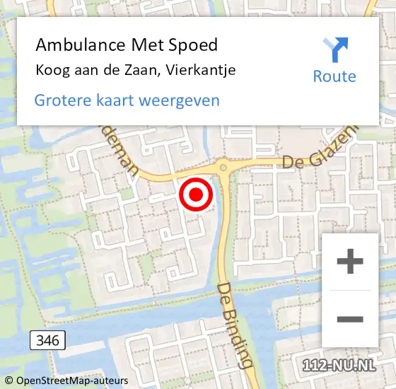 Locatie op kaart van de 112 melding: Ambulance Met Spoed Naar Koog aan de Zaan, Vierkantje op 14 juni 2021 21:06