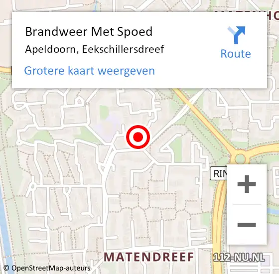 Locatie op kaart van de 112 melding: Brandweer Met Spoed Naar Apeldoorn, Eekschillersdreef op 14 juni 2021 21:07