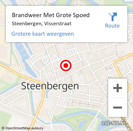 Locatie op kaart van de 112 melding: Brandweer Met Grote Spoed Naar Steenbergen, Visserstraat op 14 juni 2021 21:21