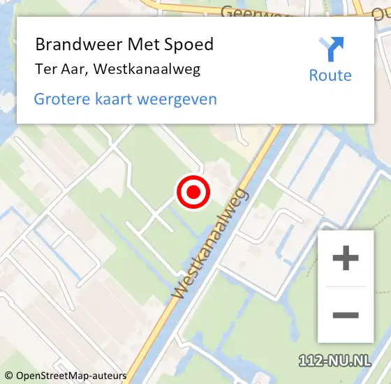 Locatie op kaart van de 112 melding: Brandweer Met Spoed Naar Ter Aar, Westkanaalweg op 14 juni 2021 21:41