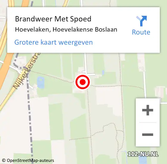 Locatie op kaart van de 112 melding: Brandweer Met Spoed Naar Hoevelaken, Hoevelakense Boslaan op 14 juni 2021 22:03